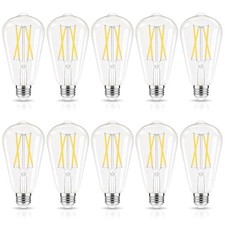 LED Edison Bulbs Dimmable, E26 Bulb 60 watt Equivalent 10 Pack Cool White