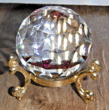 Swarovski Crystal Paperweight On Metal Stand ~ 50mm ~ Round  ~ Excellent