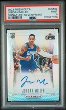JORDAN MILLER 2023-24 PRIZM DECA ROOKIE CARD SIGNATURES SILVER RC AUTO PSA 9 LA