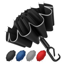 46 Inch Auto Open Close Reverse Umbrella - Windproof 10-Rib UV Protection, Ca...