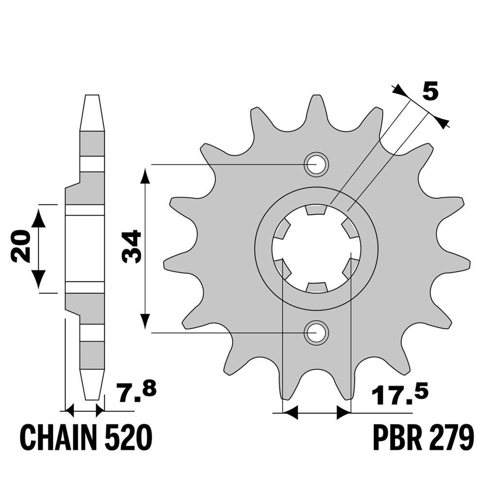 Pignon avant PBR pas 520 10 dents Sherco 1.25 125 2003 2004 2005 2006 pignon moto