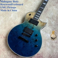 EMG-Loaded ESP Premium Burl Burst Dreamy Blue Finish Electric Guitar Hot!