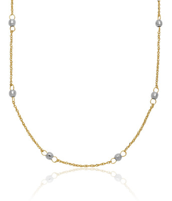 14K massives zweifarbiges Gold 1 mm zierliches Perlen Seil Kette Halskette 16 Plus 2 Zoll
