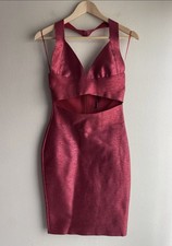 New Fashion Nova Red Metallic Mid Dress Size Medium