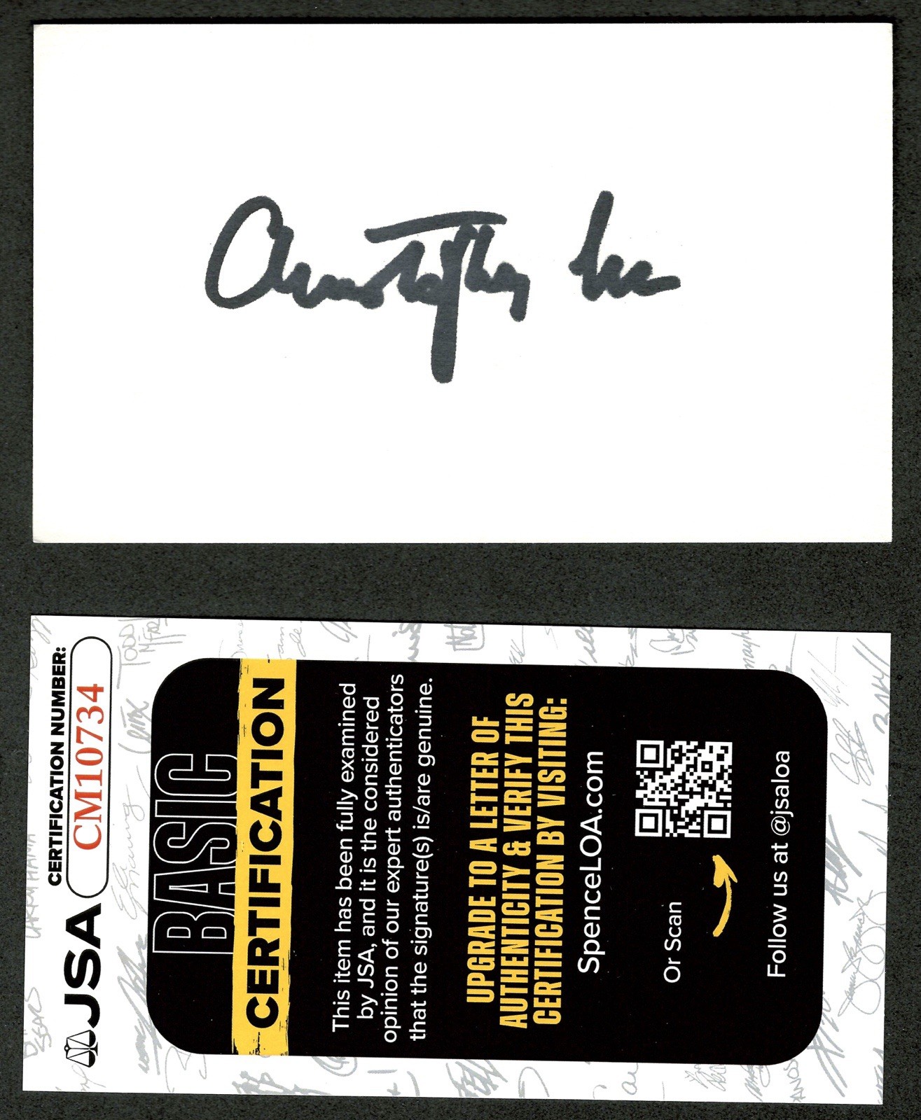 Christopher Lee Signed Autographed 3x5 Card JSA Cert Star Wars Lord of The Rings