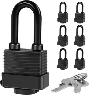 Padlocks Keyed Alike for Outdoor Use, Pack of 6, Laminated Steel Lock Set Safety