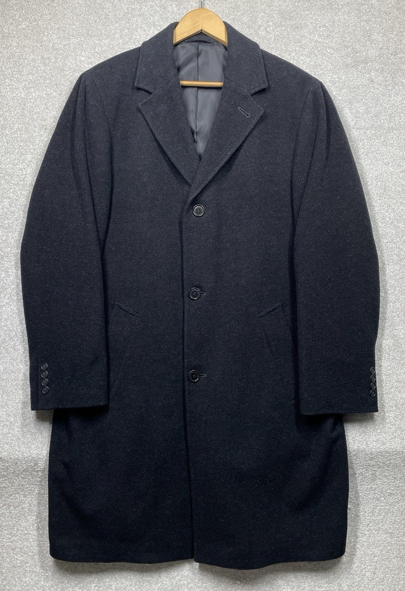 Marks Spencer Collezione Charcoal Wool Blend Long Overcoat Mens