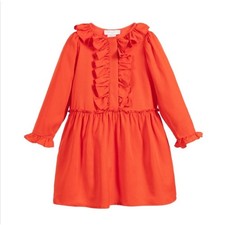 Stella McCartney Kids Orange Ruffle Dress Lyocell Tencel Girls Size 6