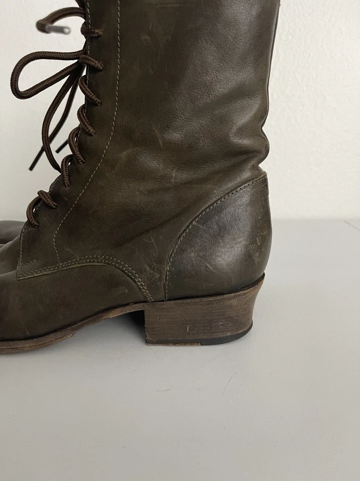 Botas de cuero verde marrón con cordones Fiorentini and Baker talla 38 EE. UU. 7,5 Foto 3 de 4