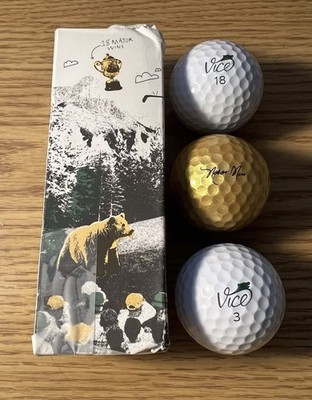 Limited Edition Vice Jack Nicklaus ''Pro Bear'' 3 Golf Balls, New, 1 Gold 2 White