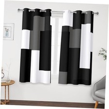 Black Short Blackout Curtains 45 inch Length 2 42"W x 45"L Pack of 2 Grey