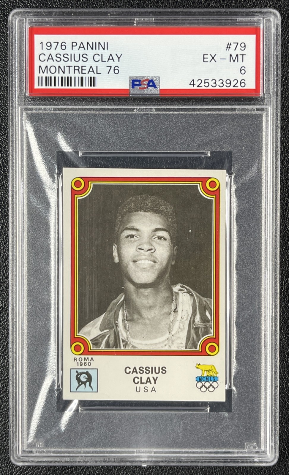 CASSIUS CLAY MUHAMMAD ALI PSA 6 1976 PANINI #79 MONTREAL 76 BOXING 3926 view 1