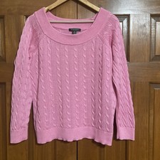 Lauren Ralph Lauren Pink Cotton Blend Cable Knit Pullover Sweater Women  s Large