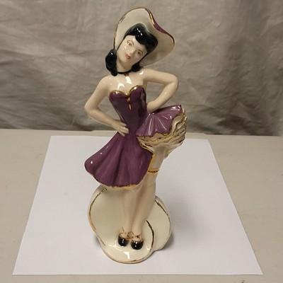 Rare Mid Century White 1951 Vintage CanCan dancer 9'' Figurine Jamar Mallory 