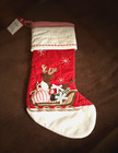 NWT POTTERY BARN KIDS RED QUILTED APPLIQUED REINDEER SLEIGH CHRISTMAS STOCKING