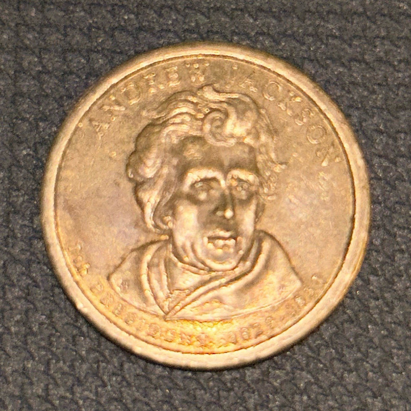 2008 P Andrew Jackson Presidential Dollar Coin $1 Edge Lettering U.S. Mint
