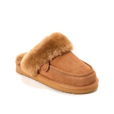 Women's Dearfoams Melville Genuine Shearling Scuff Slipper Chestnut