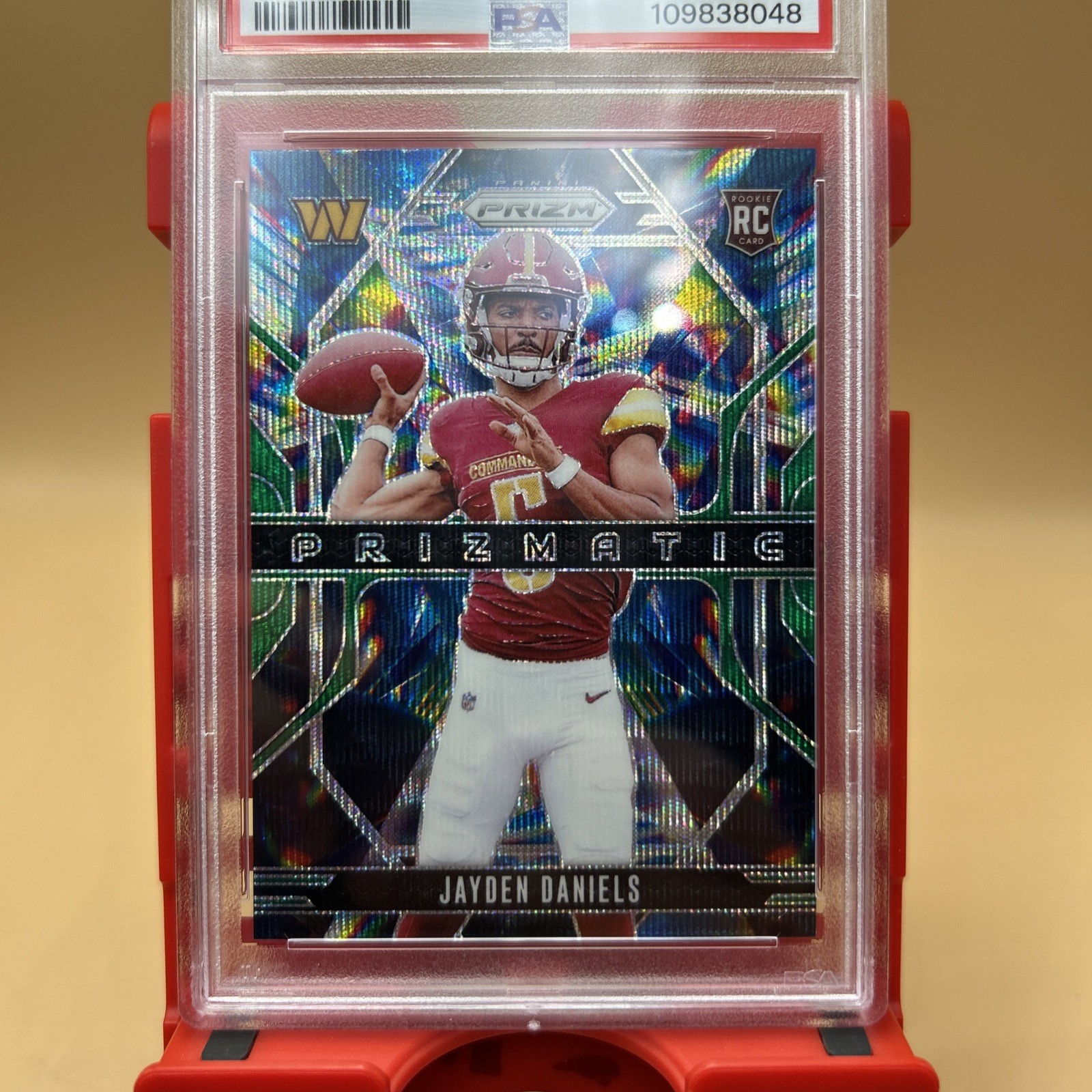 Jayden Daniels 2024 Prizm Green Wave Prismatic PSA 10 view 2