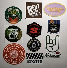 Lot Of 10 MN Minnesota Brewery Stickers Blackstack Surly Bent Paddle Grain Belt