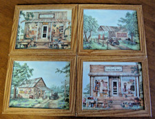 4 estampes anciennes encadrées Kay Lamb Shannon Coca Cola Martin's Garage.. Mike's.....