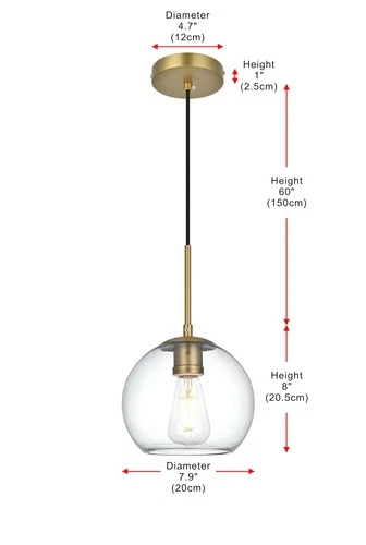 Elegant Lighting LD2206 Baxter 8"W Mini Pendant - Gold - Picture 3 of 9
