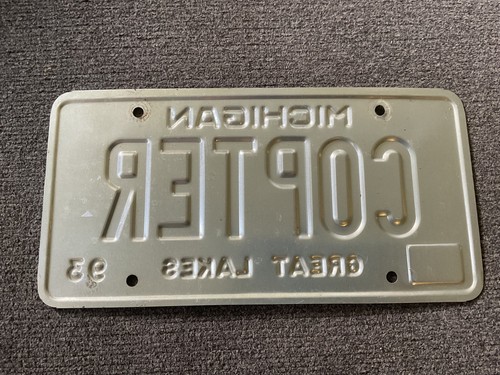 RARA TARGA MICHIGAN 1993 PERSONALIZZATA "COPTER" PILOTA MILITARE ELICOTTERO - Foto 2 di 2