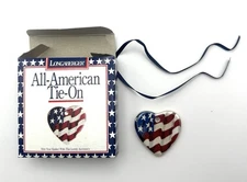 Longaberger All American Tie On New Heart Flag Americana