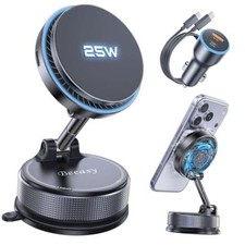 25W Qi2.2 MagSafe Car Mount Charger Built-in Cooling Fan, Upgraded Black