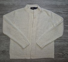 Vintage LeRoy Knitwear Women's Size L Off White Cardigan Sweater Open Style. Q20