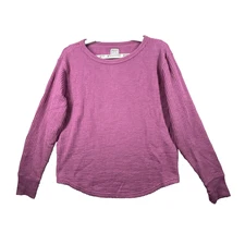GAP Shirt Waffle Knit Long Sleeve Top Small Crop Thermal Casual Everyday Purple