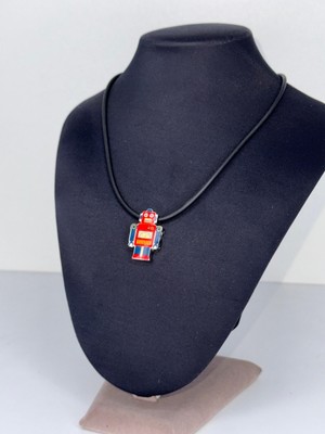 ENERGETIX Robot Necklace |Retro Enamel Charm / Magnetic Therapy Jewelry