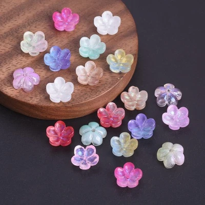 20pcs Flower Shape 10mm Glossy Lampwork Glass Loose Beads For Jewelry Making Lot - Photo 1/2