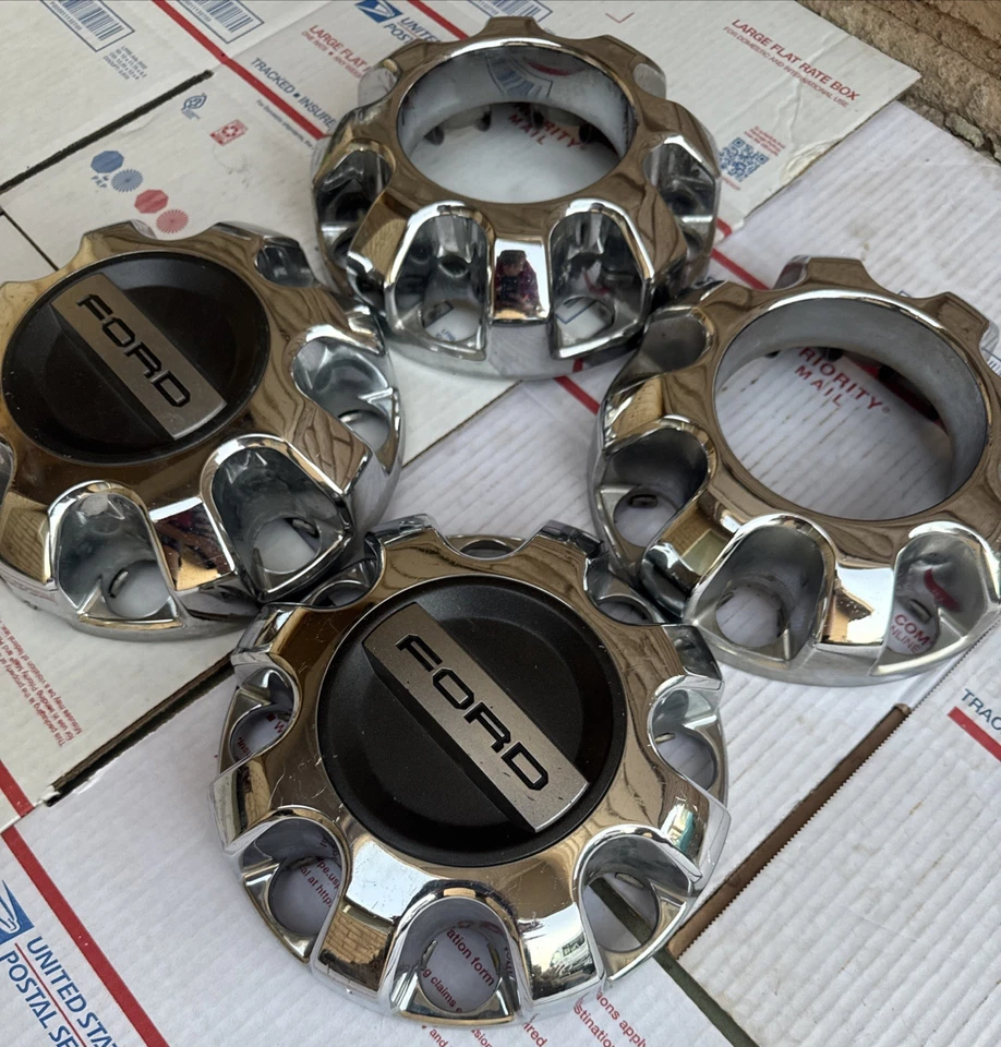2017-2025 Ford F-250 F-350 Super Duty 4 Pack chrome center Wheel Hub Caps OEM - Image 3 of 4