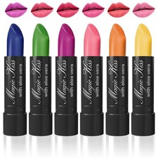 Magic Kiss Color Changing Matte Lipstick Set 6 Piece Aloe Vera Made in USA
