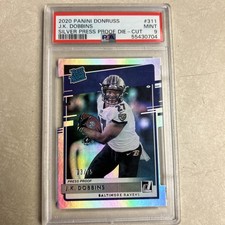2020 Panini Donruss Rated Press Proof Silver Die-Cut /75 JK Dobbins Rc Psa 9