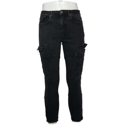 Zara, Cargohose, Größe: 42, Grau, Baumwolle/Elasthan, Einfarbig, Denim #iBx