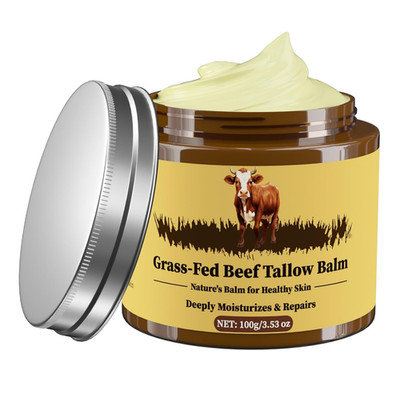 100% Organic Grass Fed Whipped Beef Tallow for Skin Honey Balm, Facial Cream..