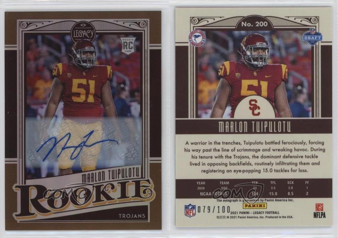 2021 Legacy Premium Penmanship Bronze /100 Marlon Tuipulotu Rookie Auto RC 11to