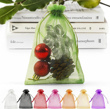 50 PCS Organza Bags 5 x 7, Green Small Mesh Gift Bags Drawstring