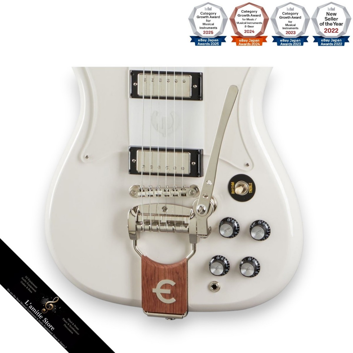 Epiphone Crestwood Custom Polaris White Electric Guitar with Amp