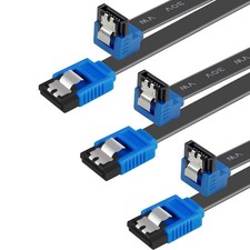 SATA Cable III, 3 Pack SATA Cable III 6Gbps 90 Degree Right Angle with Locking L