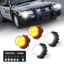 Hide-a-way Led Strobe Lights Kit White Amber Hazard Headlight W Control Panel