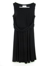 Kasper Women's Size 8 Little Black Dress Wide Strap Faux Belt Round Neck