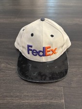 Vintage FEDEX Hat Advertising Trucker Cap Snapback Off White Black