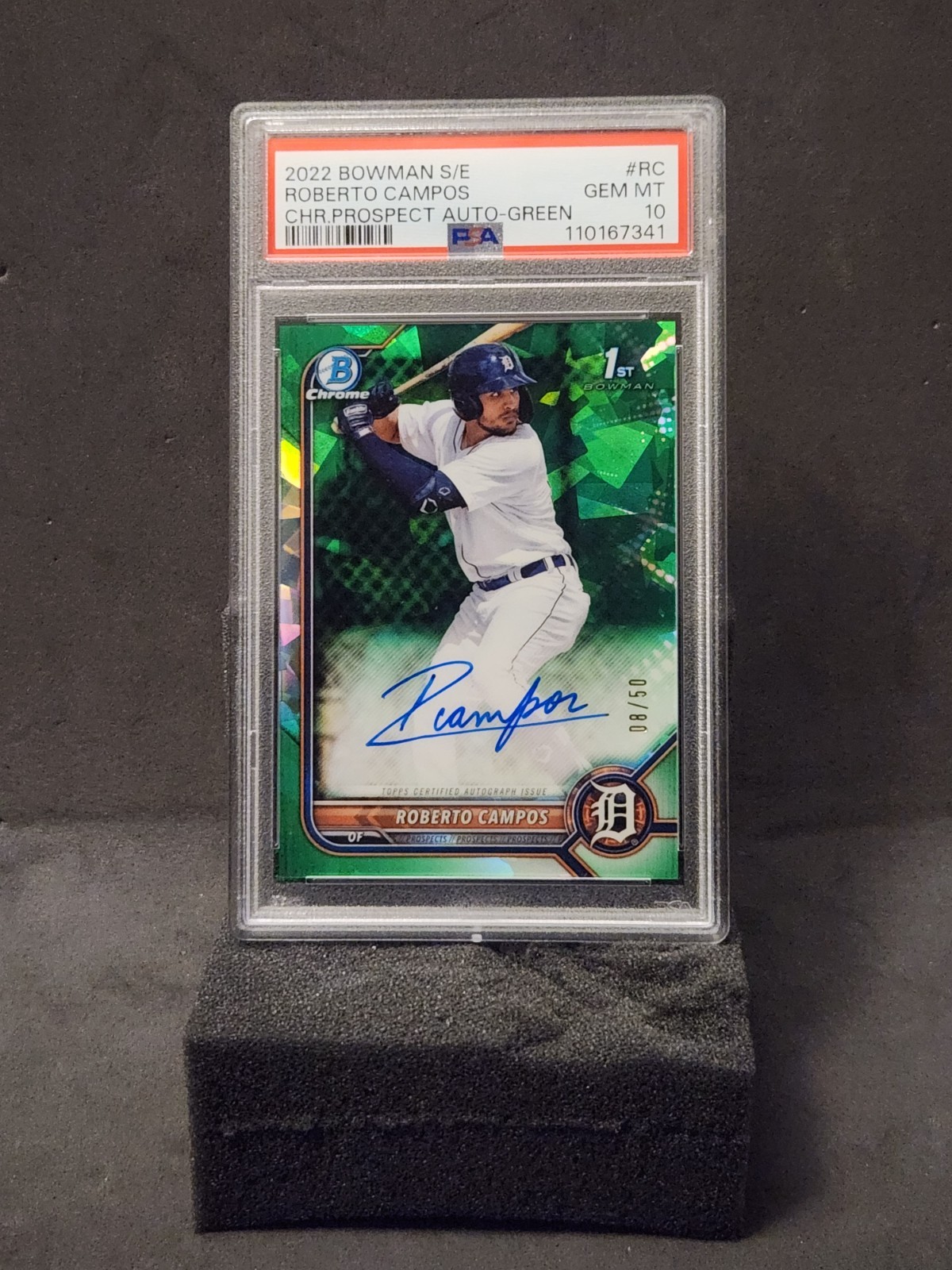 2022 Bowman Chrome Sapphire Roberto Campos Prospect Auto Green/50  #RC PSA 10
