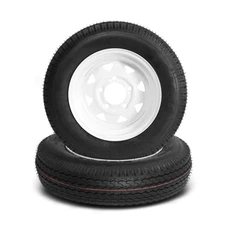 2pcs Trailer Tires And Rims 5.30-12 5.30x12 530-12 LRC 5 Lug White Spoke Wheel