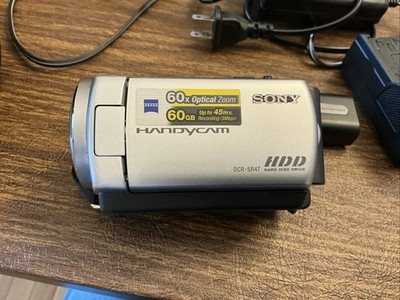 Sony DCR-SR47 Handycam 60GB 60x Zoom Silver Tested Works Charger