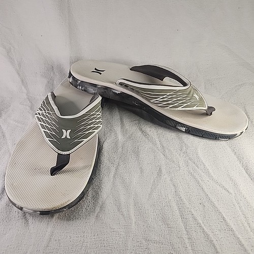 Sandals Men's Hurley White Camo Gray Phantom Flip Flop Slip On Beach USA Sz 14 - Picture 1 of 7