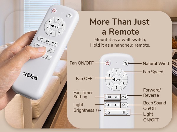 EDISHINE Rustic Caged Ceiling Fan w Light Kit Remote Control for Kitchen Bedroom