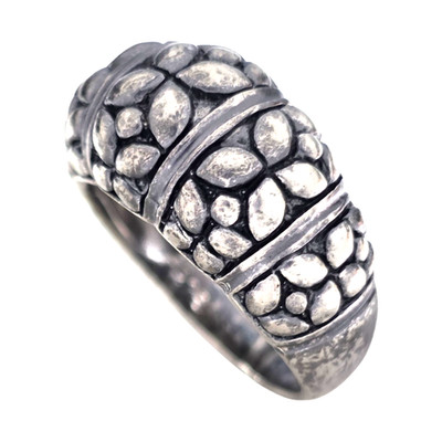 SCHÖNER OXIDIERTER RING STERLINGSILBER GRÖSSE 7 STRUKTURIERT KUPPEL 6 GR #3631